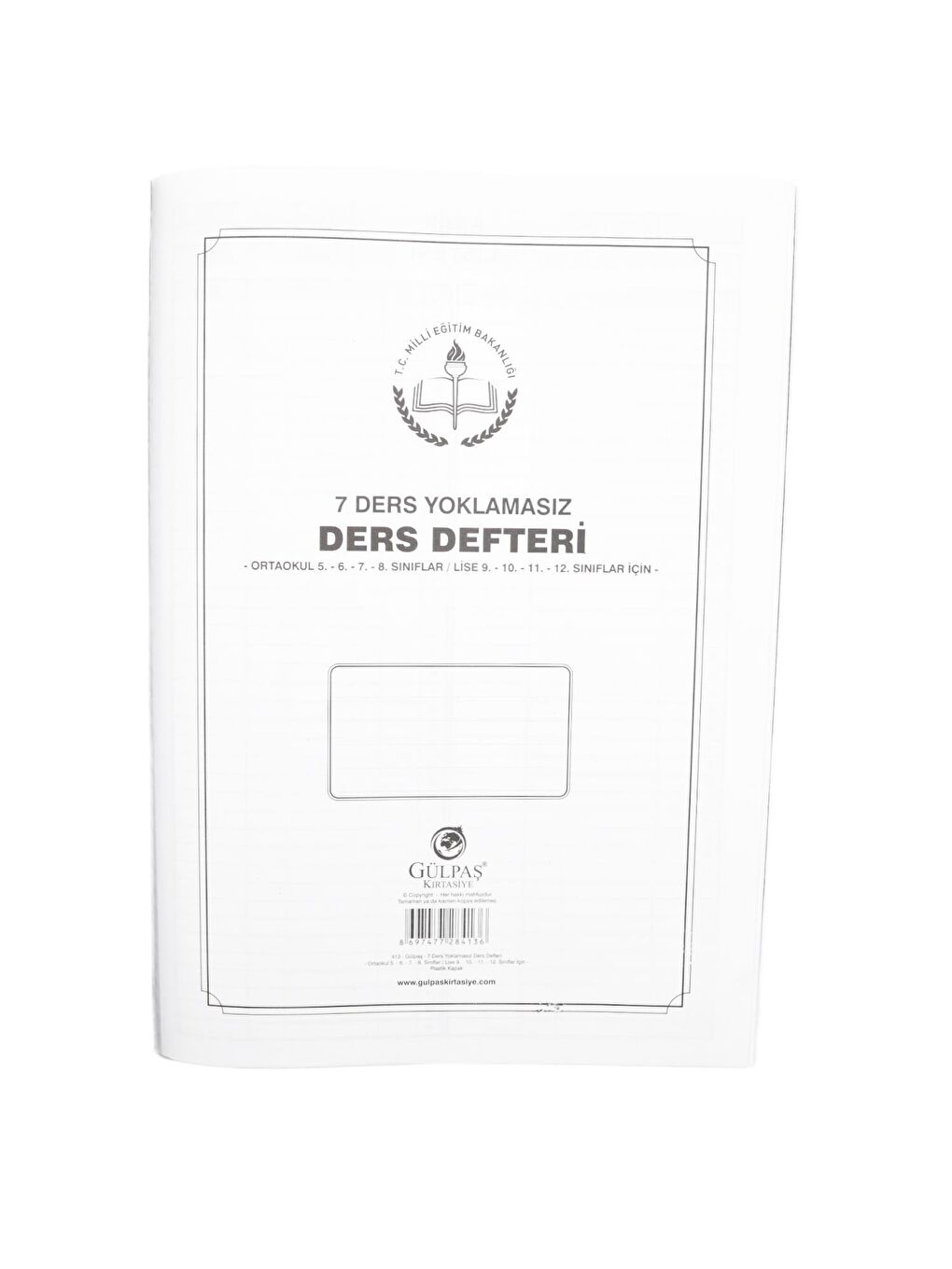 25x35 Plastik Kapak 7 Ders Yoklamasız 6-7-8. Sınıf Ders Defteri Kod:413-1