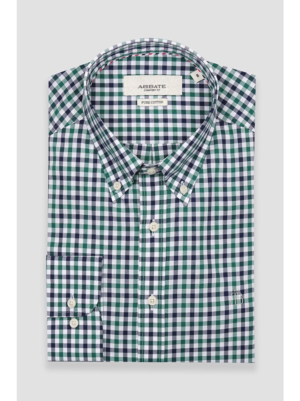 Dante Poplin Pamuklu Comfort Fit Yeşil Düğmeli Yaka Erkek Kareli %100 Pamuk Gömlek-5
