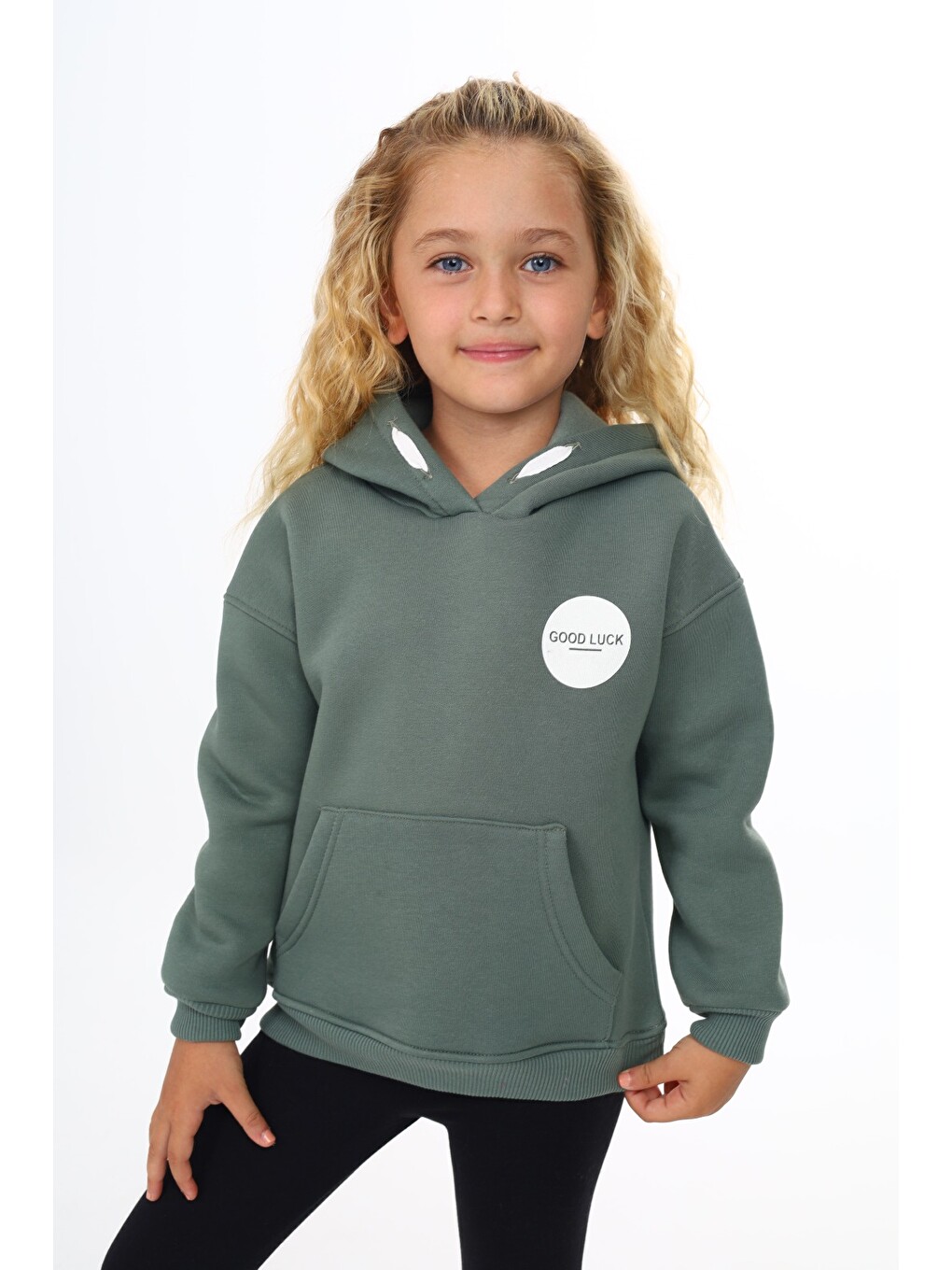 Yeşil Kız Çocuk Baskılı Sweatshirt