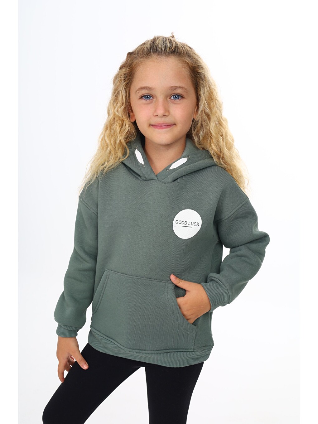 Yeşil Kız Çocuk Baskılı Sweatshirt-2