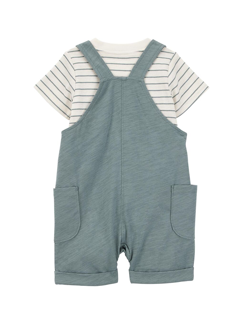 Mavi Erkek Bebek 3'lü Salopet Set-1