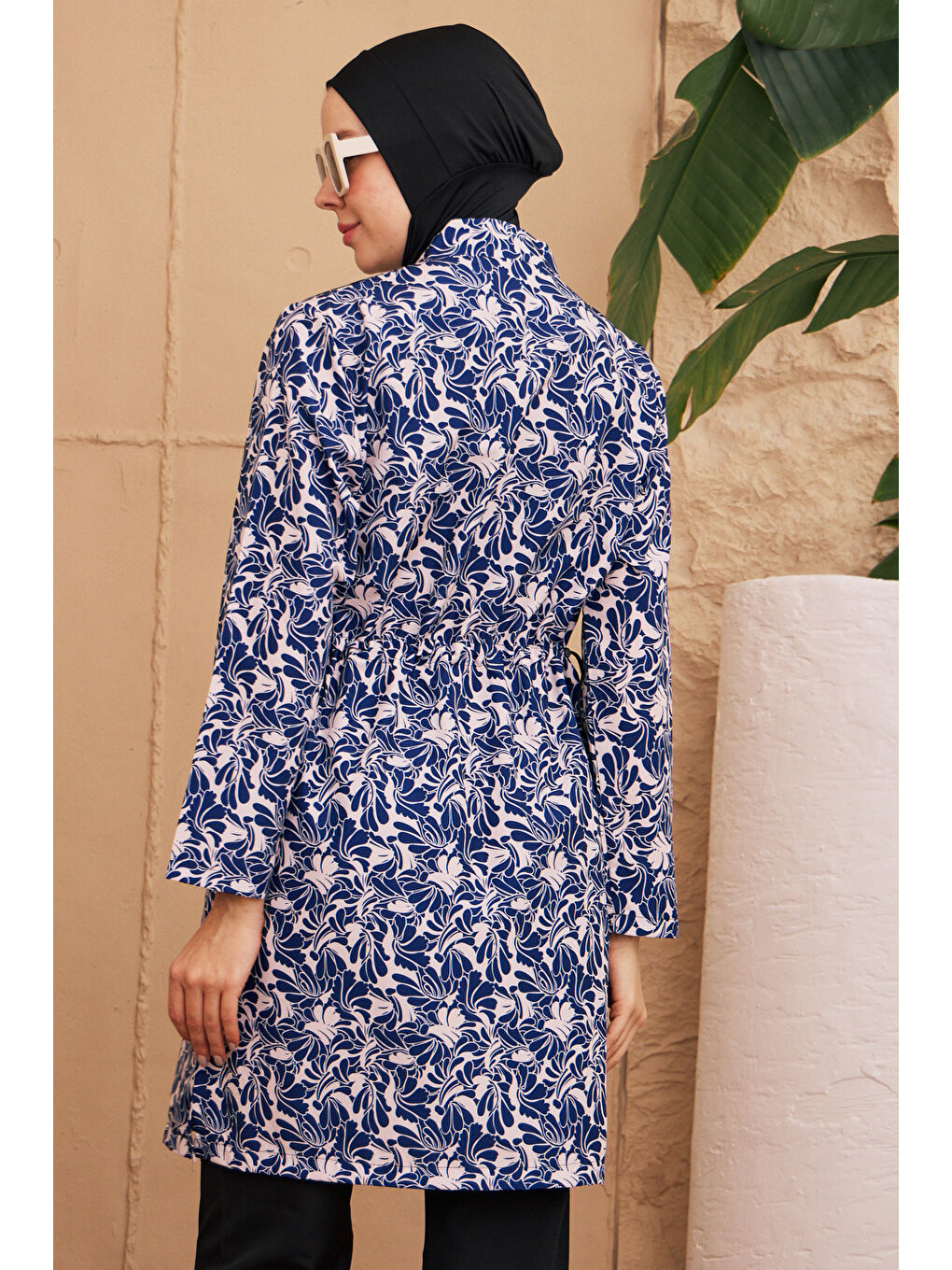 Büyük Beden Paraşüt Tam Kapalı Tesettür Mayo 3325-73 Lacivert-2