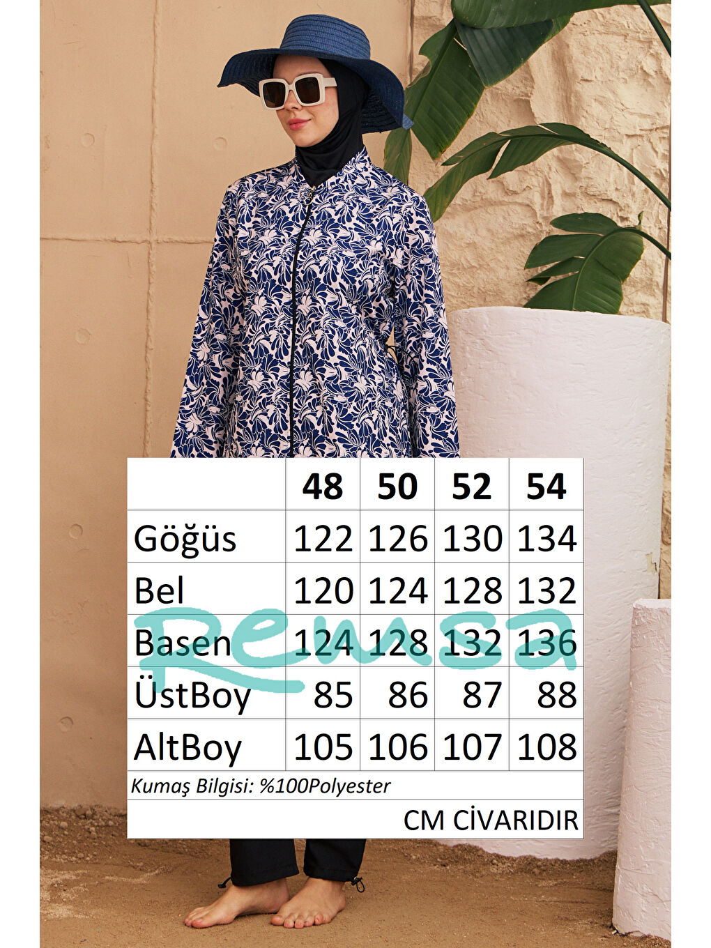 Büyük Beden Paraşüt Tam Kapalı Tesettür Mayo 3325-73 Lacivert-3