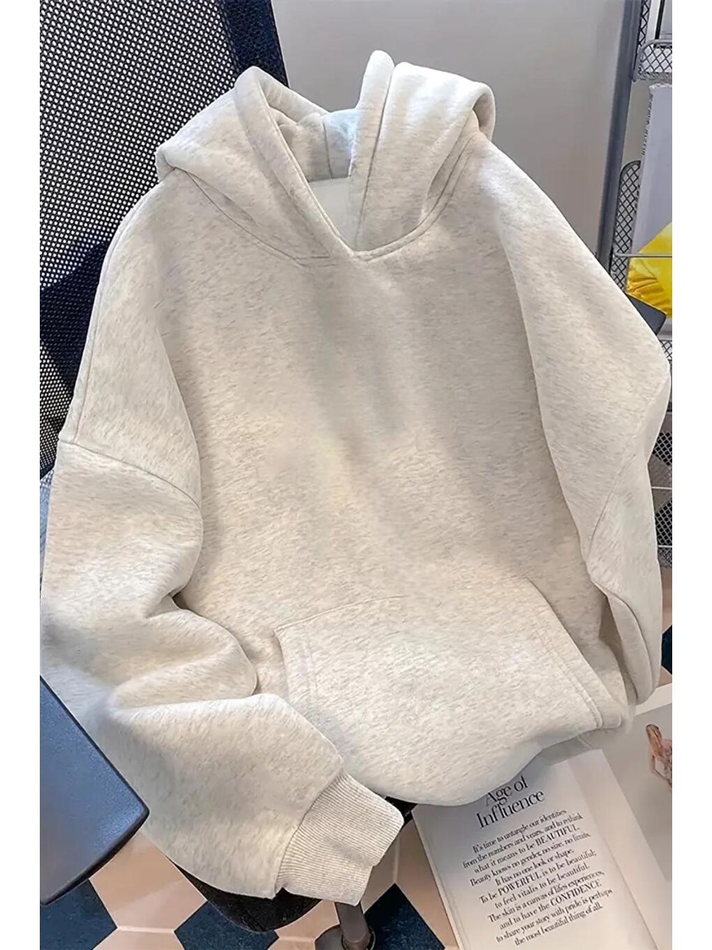 Gri Cut İs Cool Kedi Sırt Baskılı İçi Pamuklu Unisex Sweatshirt-1