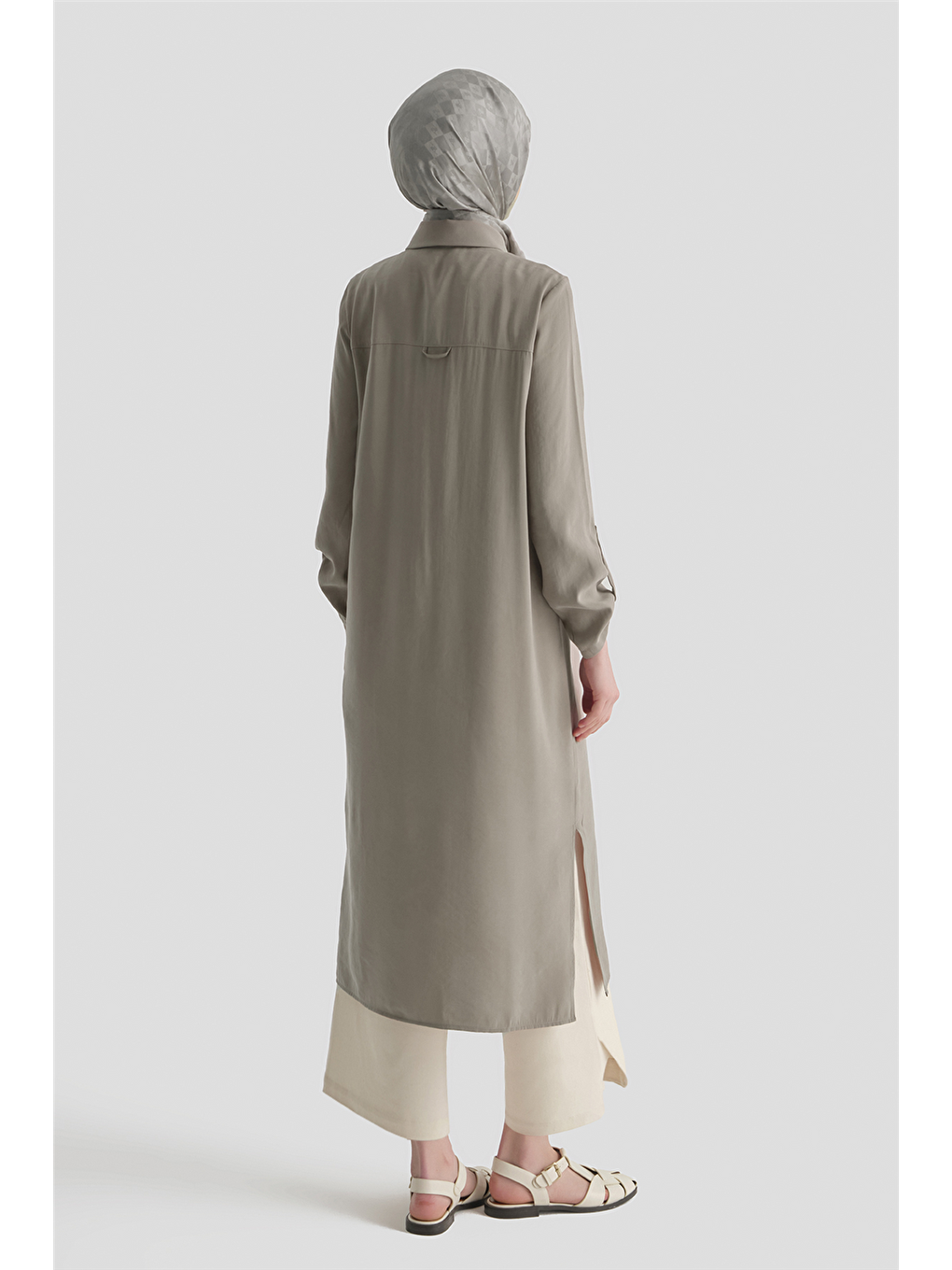 Bej Tunik Elbise Vizon-4