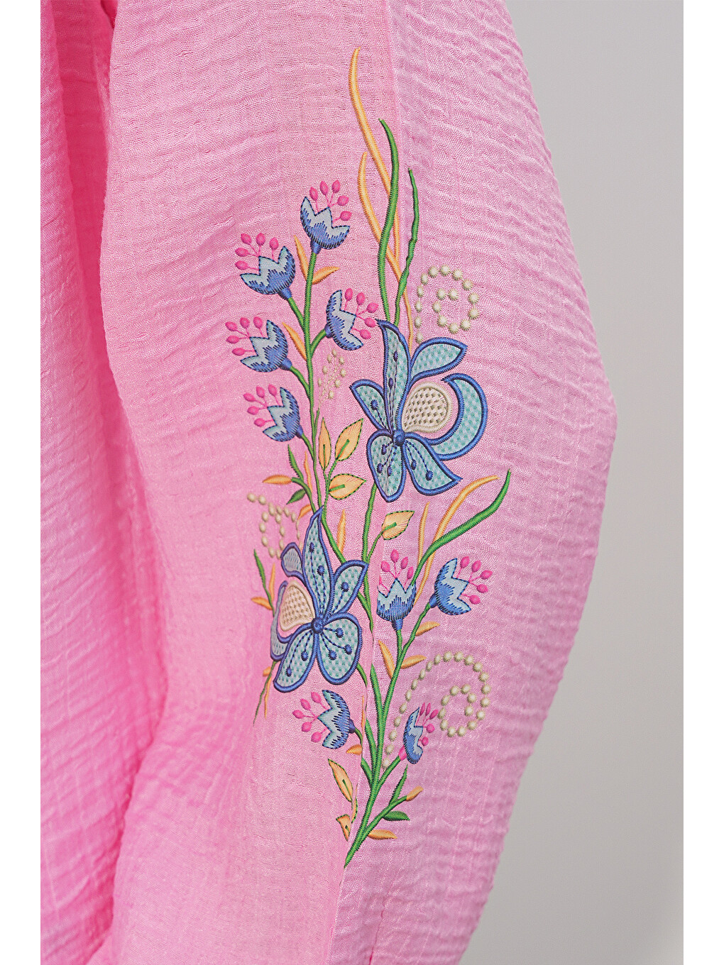 Kadın Nakışlı Oversize Bluz 1000 - Pembe-4