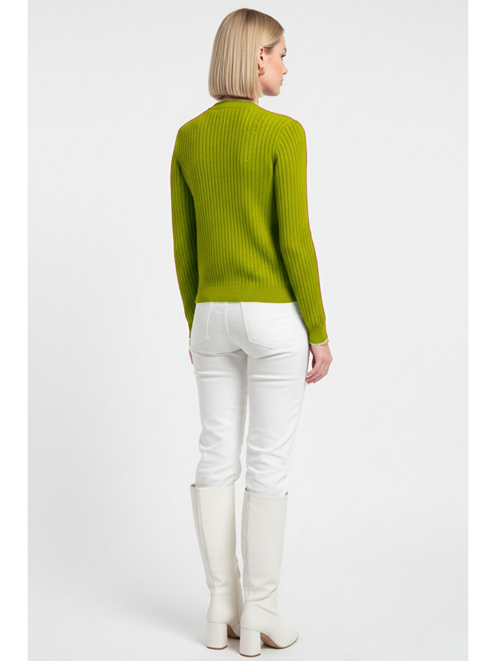 F.yeşil Metal Düğmeli Yuvarlak Yaka Kaşkorse Fıstık Yeşili H-3