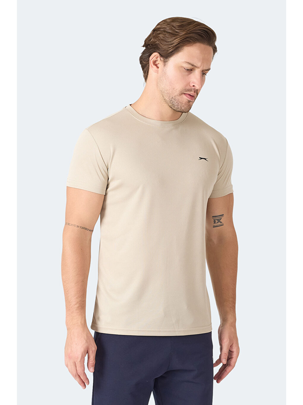 OMAR KTN Erkek Ekru Tişört-2