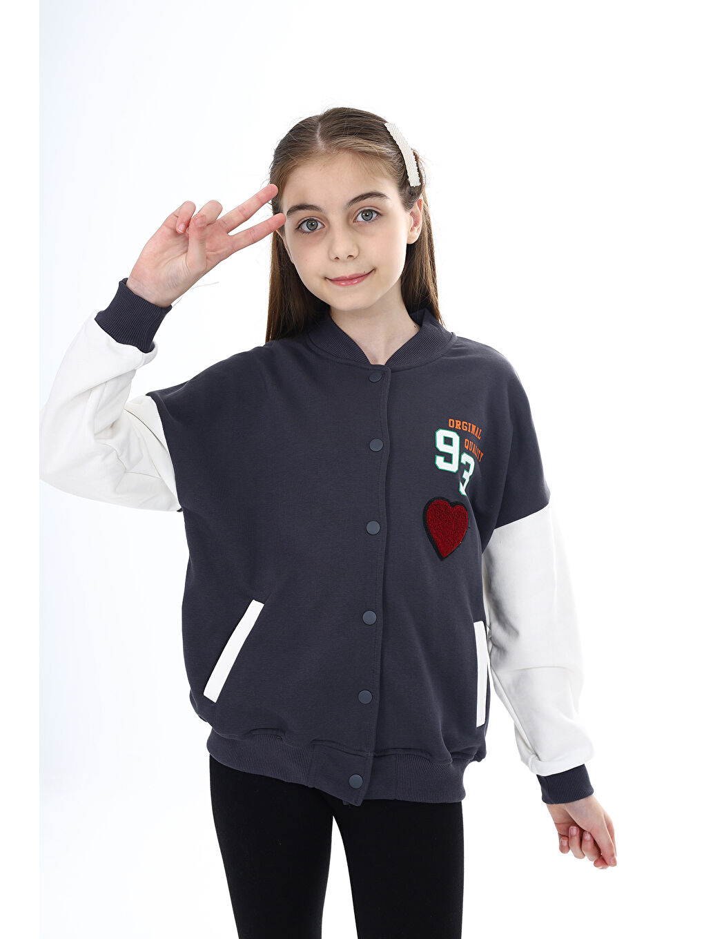 Antrasit Kız Çocuk Baskılı Kolej Hırka-2