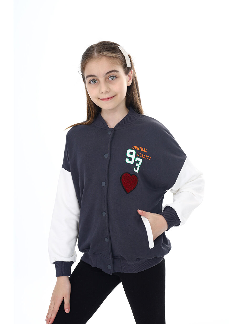 Antrasit Kız Çocuk Baskılı Kolej Hırka-3