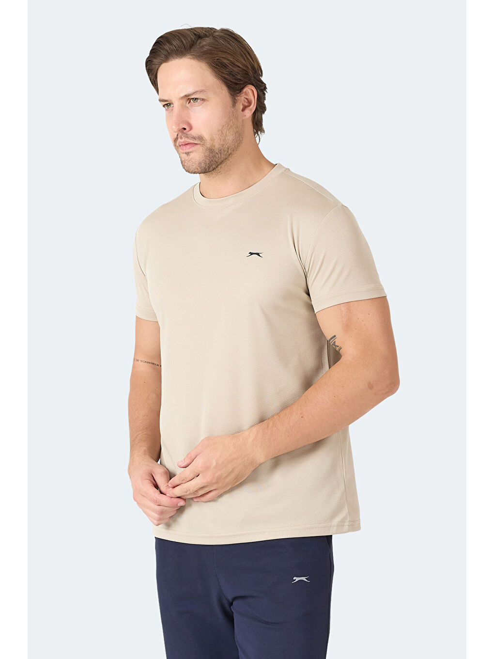 OMAR KTN Erkek Ekru Tişört-4