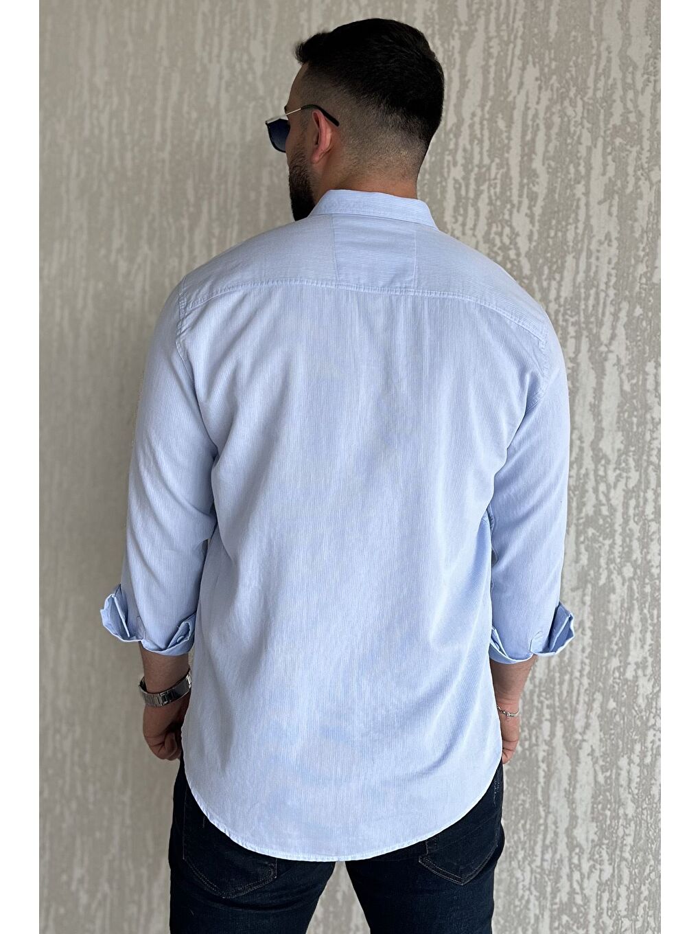Mavi Erkek Cepsiz Uzun Kol Gömlek-2