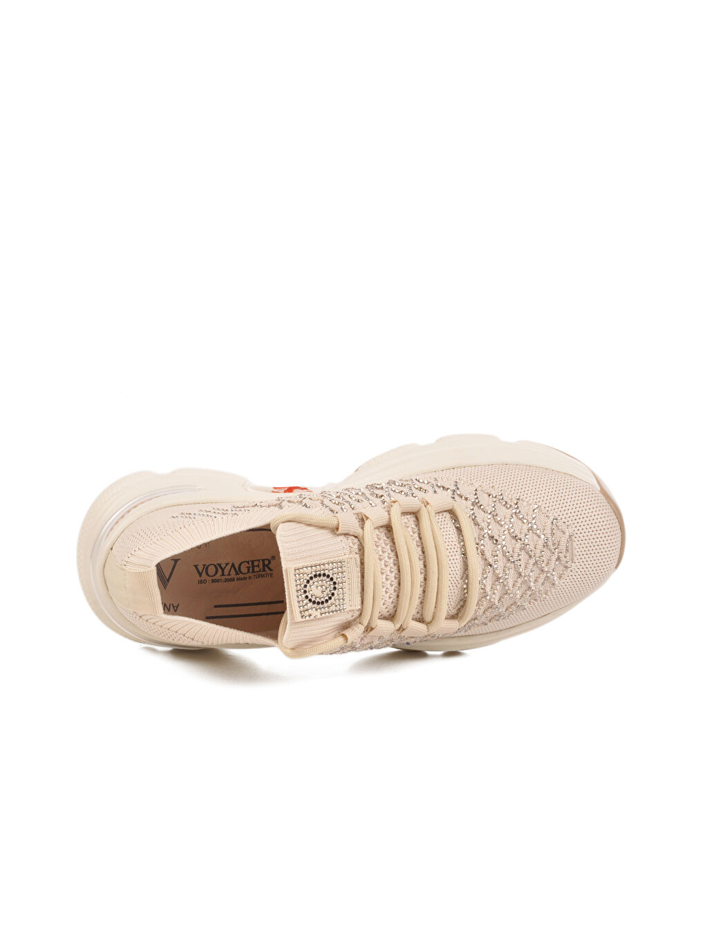 Ekru Krem Hafif Triko Örme Anatomik Kadın Sneaker B064 Z-3