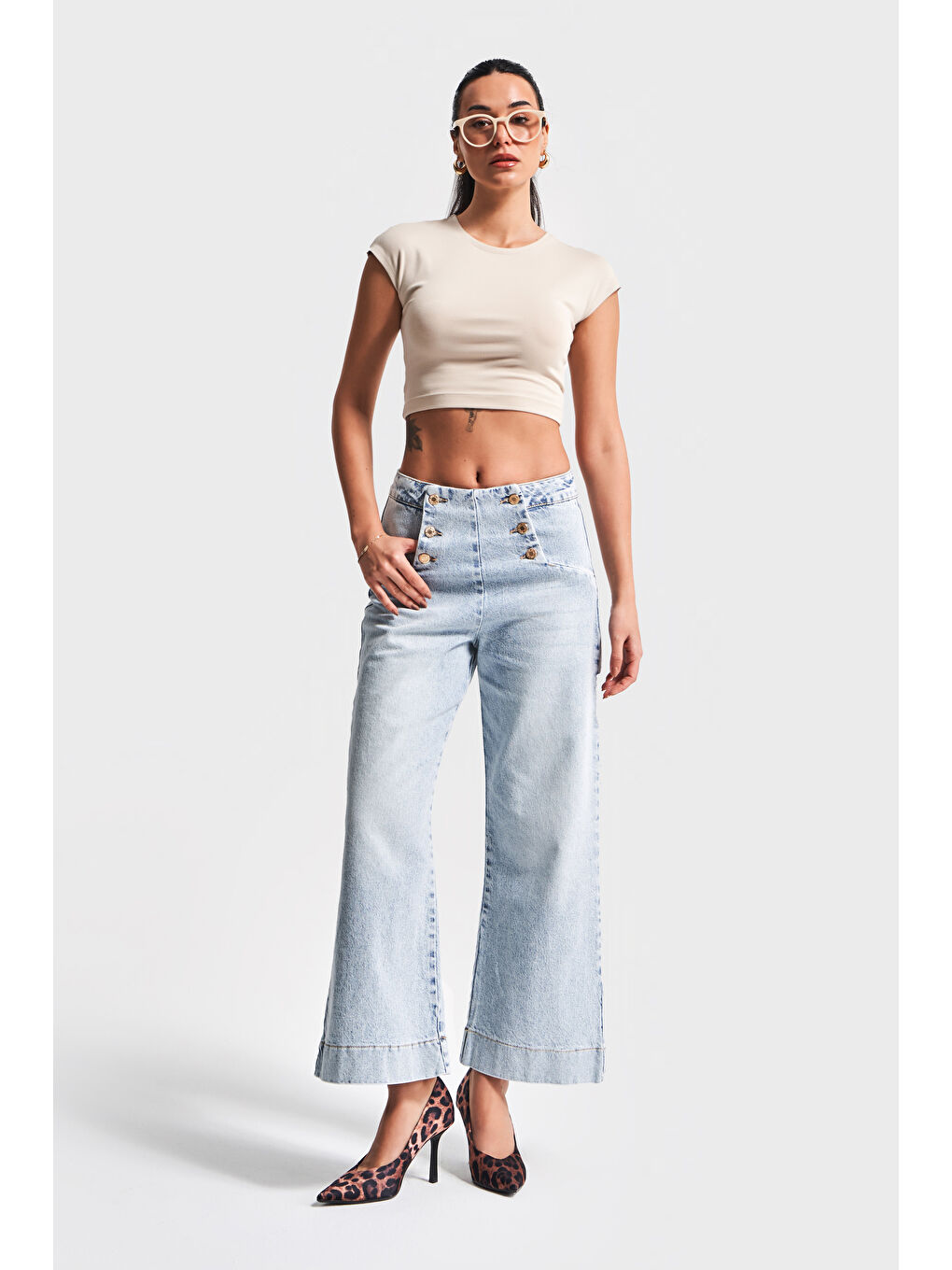 Mavi Kadın Snow Jean Rengi 4S5-3 Crop Flare Fit Esnek Kumaş Elastanlı Denim Jean-1