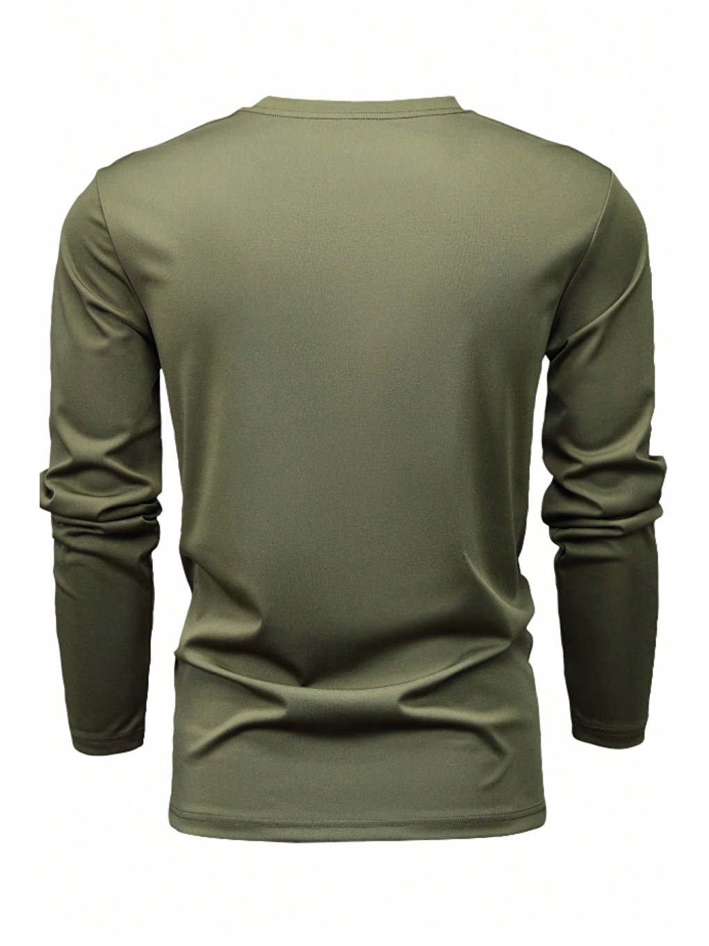 Erkek Haki Elastanlı Bisiklet Yaka Slim Uzun Kollu T-Shirt-1