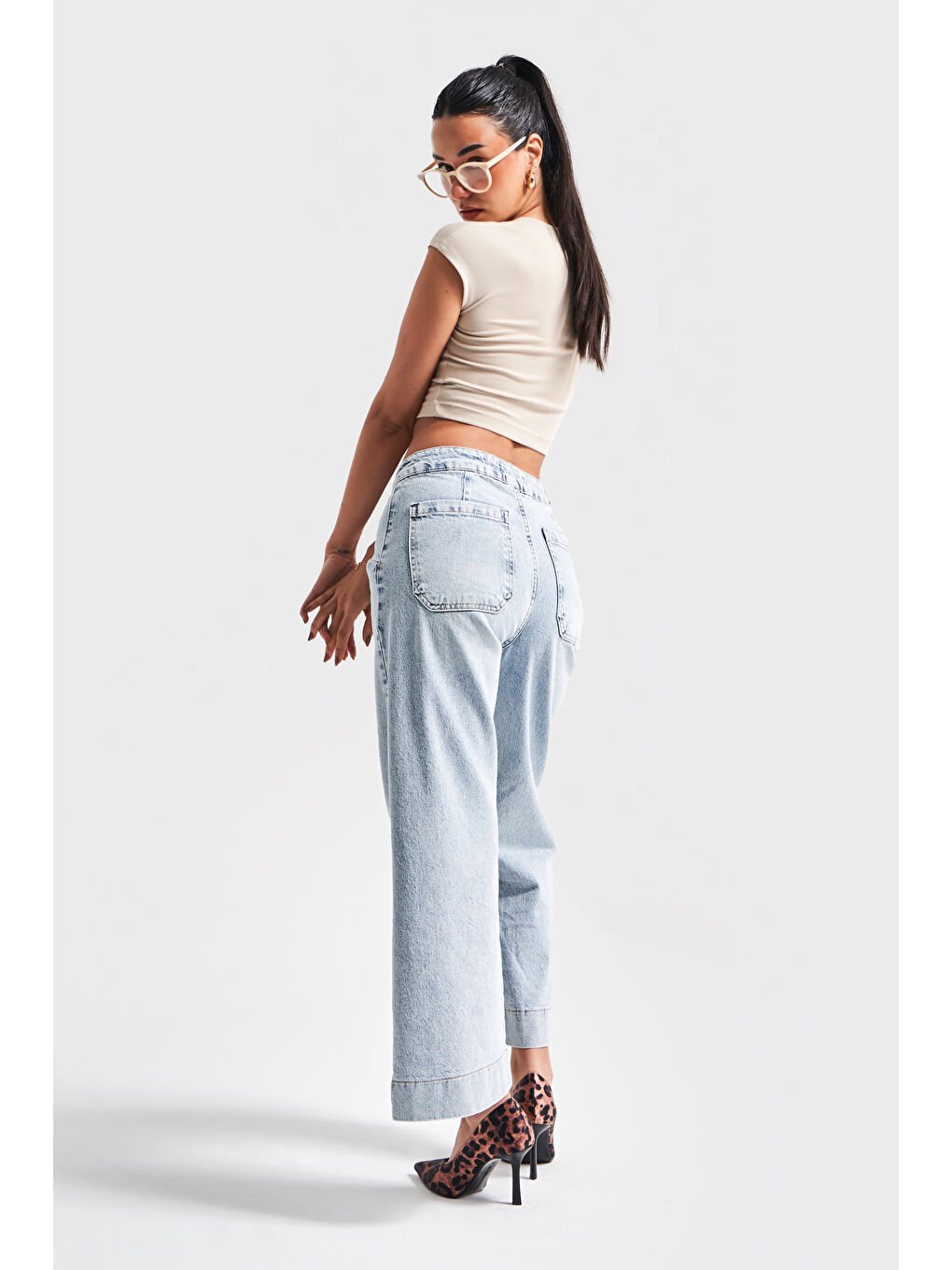 Mavi Kadın Snow Jean Rengi 4S5-3 Crop Flare Fit Esnek Kumaş Elastanlı Denim Jean-3