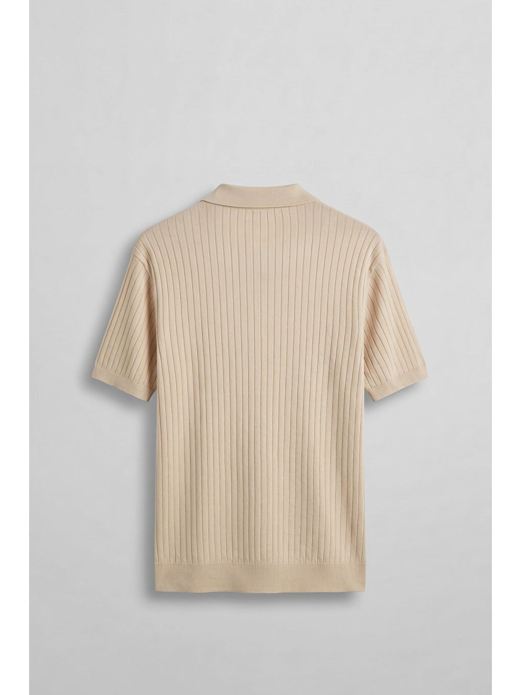 Erkek Relaxed Fit Fitilli Triko Polo Yaka T-Shirt Bej-1