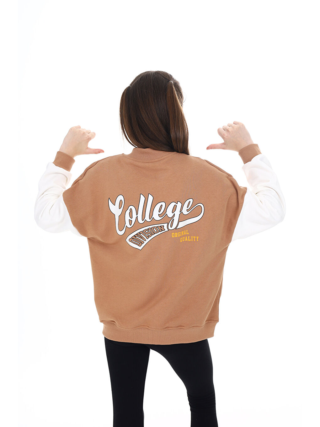 Kahverengi Kız Çocuk Baskılı Kolej Hırka-4