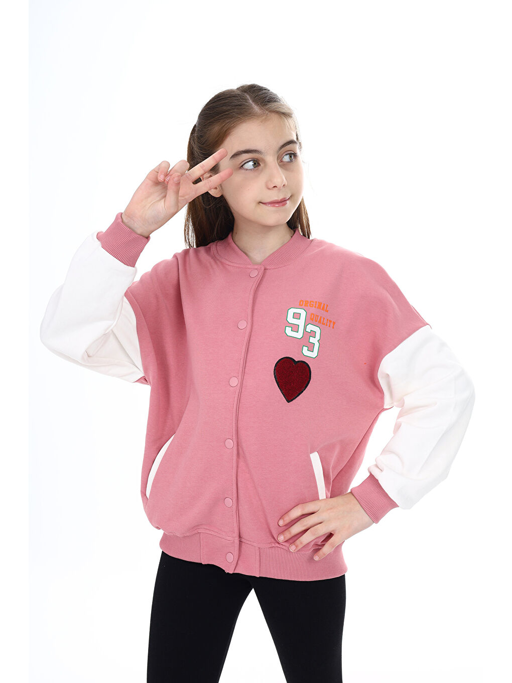 Pembe Kız Çocuk Baskılı Kolej Hırka-2