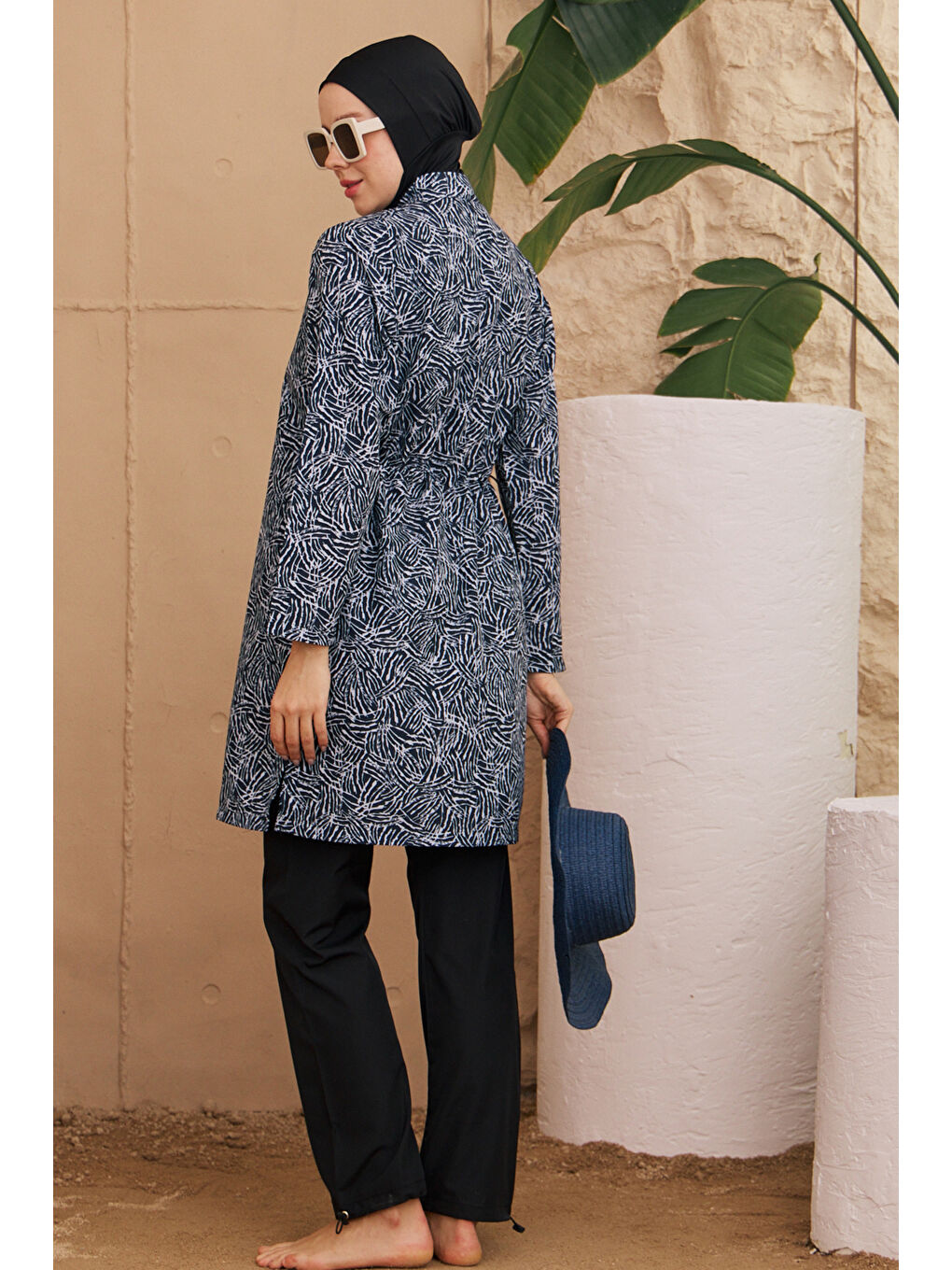 Büyük Beden Paraşüt Tam Kapalı Tesettür Mayo 3325-97 Siyah-2