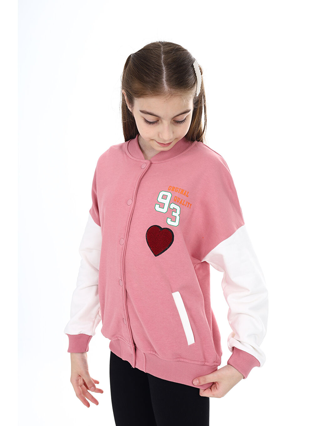 Pembe Kız Çocuk Baskılı Kolej Hırka-3