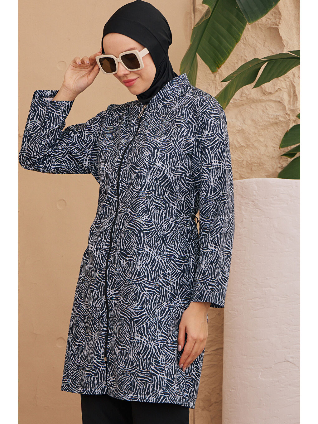 Büyük Beden Paraşüt Tam Kapalı Tesettür Mayo 3325-97 Siyah-4