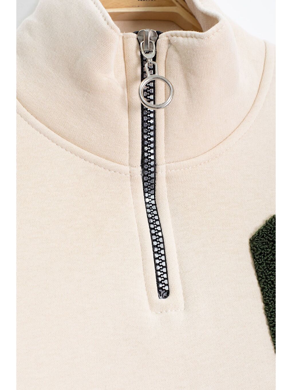 Haki Kadife Pantolonlu Fermuarlı Yaka Şardonlu Erkek Çocuk Takım 23244-1