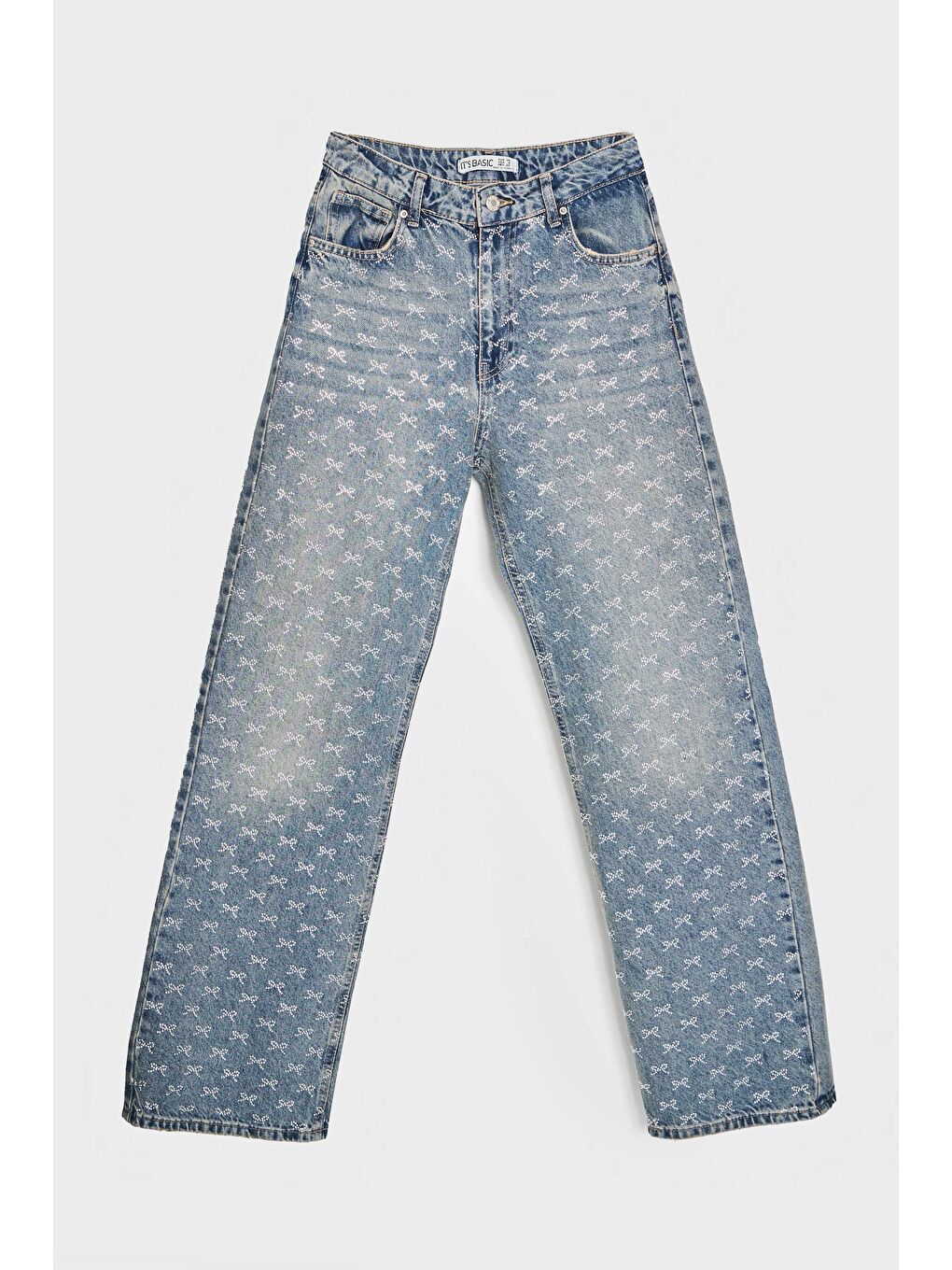 Mavi Kadın T.Kot Rengi T-4S5-32 Parlak Fiyonk Taşlı Straight Fit Tasarım Denim Jean-2