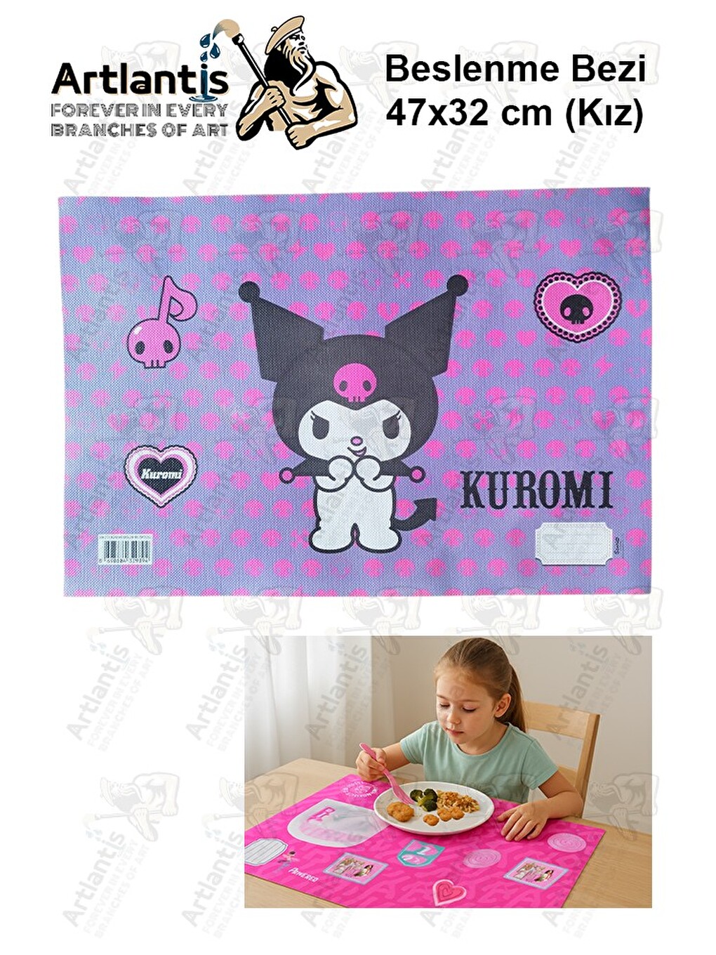 Beslenme Bezi Kız Modeli Yıkanabilir 32x47 Cm 1 Adet Beslenme Örtüsü Okul Öncesi Kreş Anasınıfı İlko