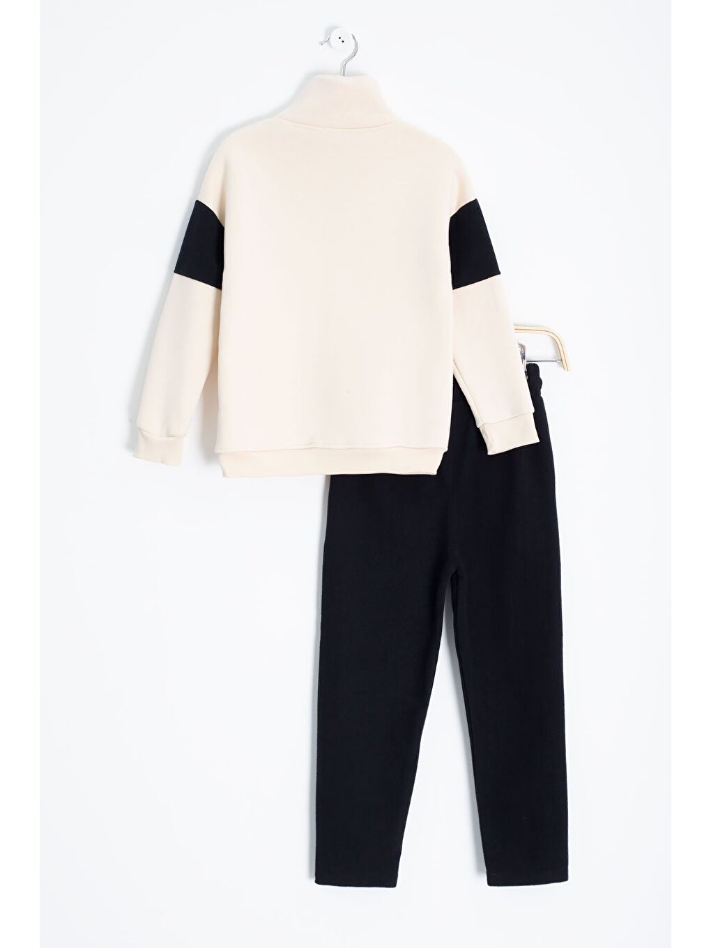 Siyah Kadife Pantolonlu Fermuarlı Yaka Şardonlu Erkek Çocuk Takım 23241-3