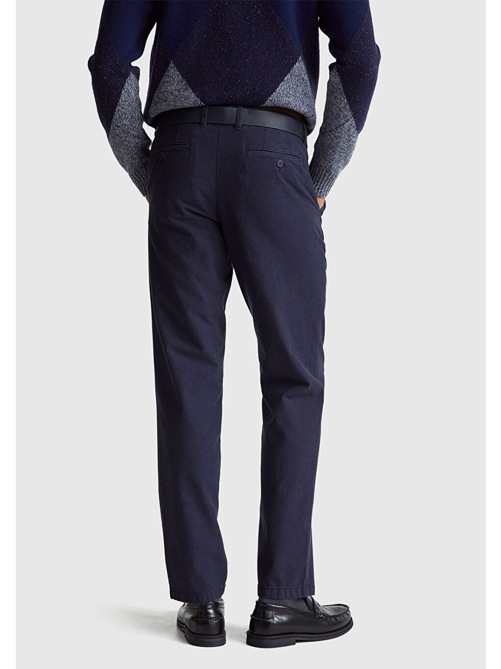 Erkek Lacivert %100 Pamuk Slim Fit  Chino Pantolon-2