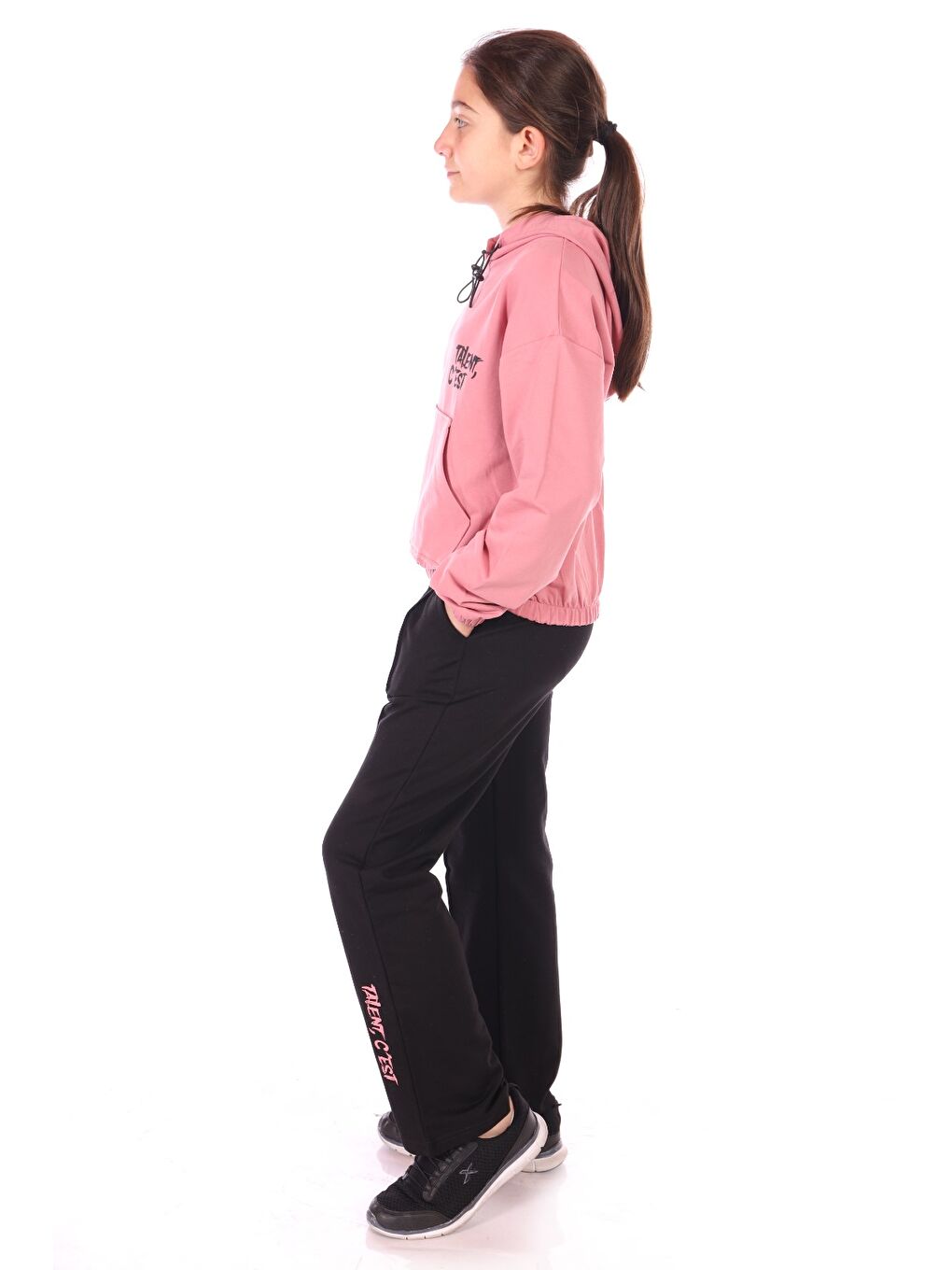 Pembe Kız Çocuk Talent Cest Baskılı Eşofman Takım-1