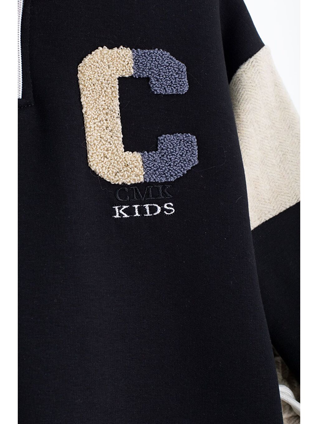 Ekru Krem Kadife Pantolonlu Fermuarlı Yaka Şardonlu Erkek Çocuk Takım 23242-1