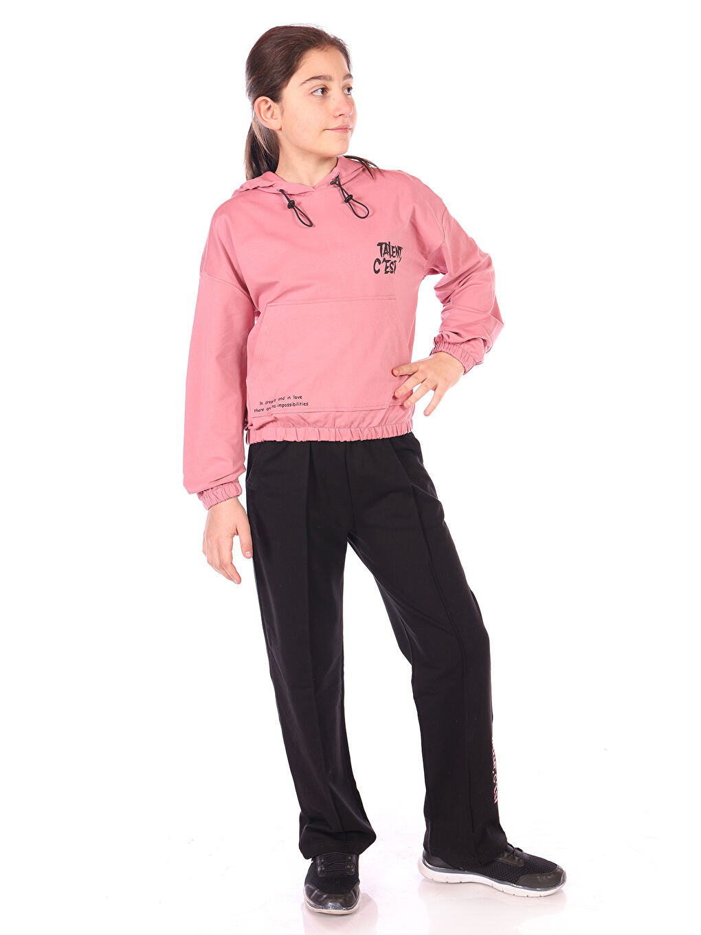 Pembe Kız Çocuk Talent Cest Baskılı Eşofman Takım-5