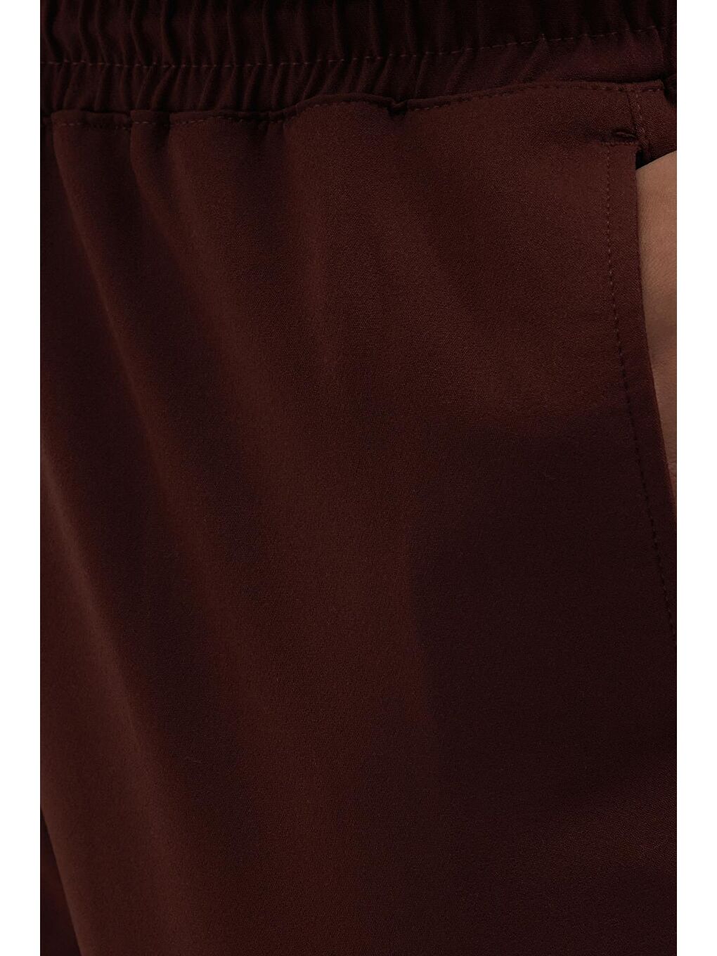 Kahverengi Erkek Regular Fit Beli Lastikli Bağcıklı Jogger Kiremit Pantolon Rahat Kesim Yan Cepli-5