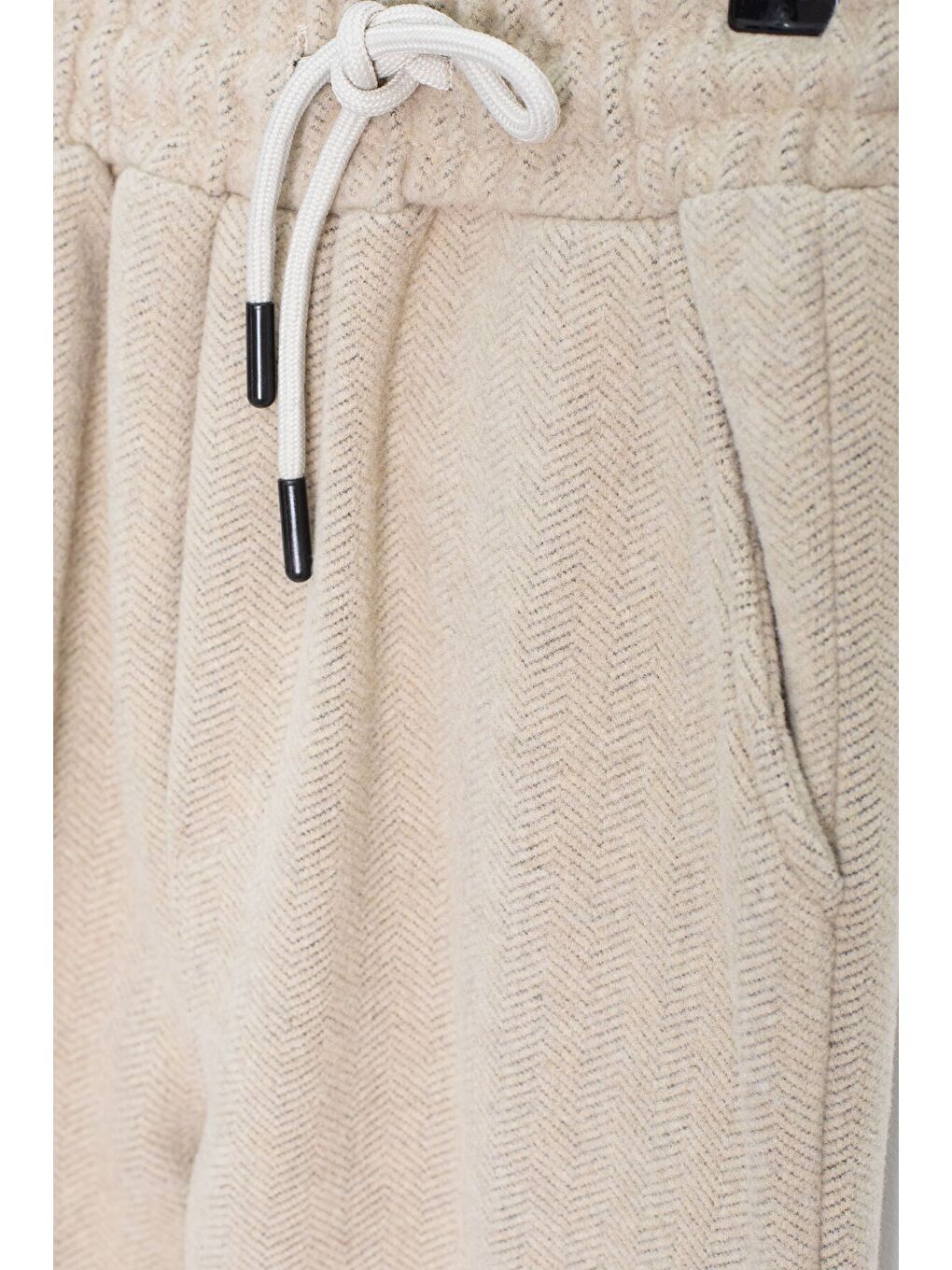 Ekru Krem Kadife Pantolonlu Fermuarlı Yaka Şardonlu Erkek Çocuk Takım 23242-3