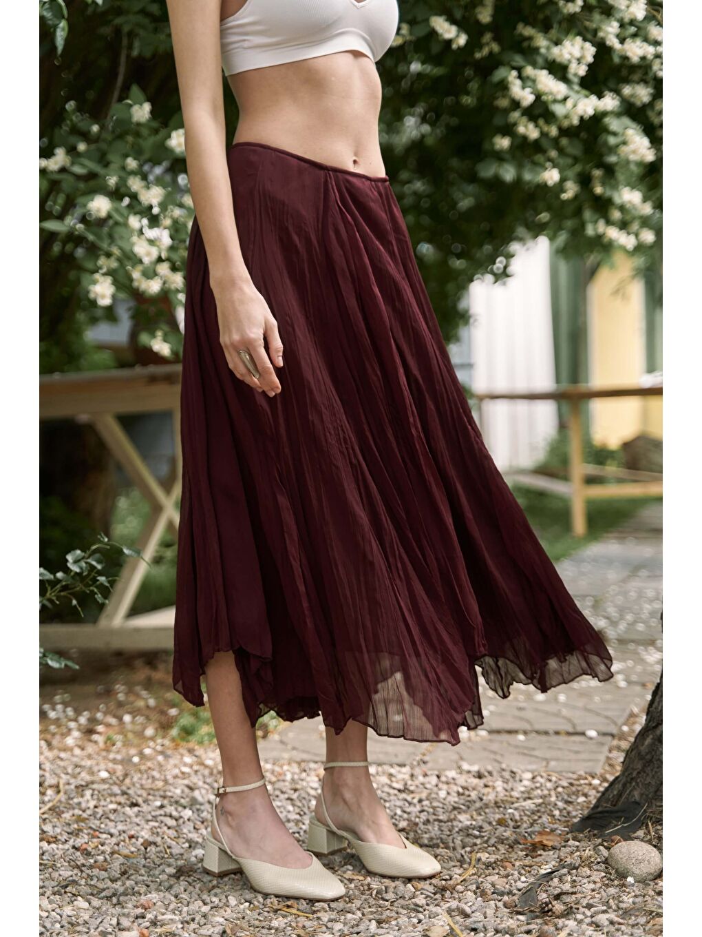 Assa Bordo Pileli Etek-5