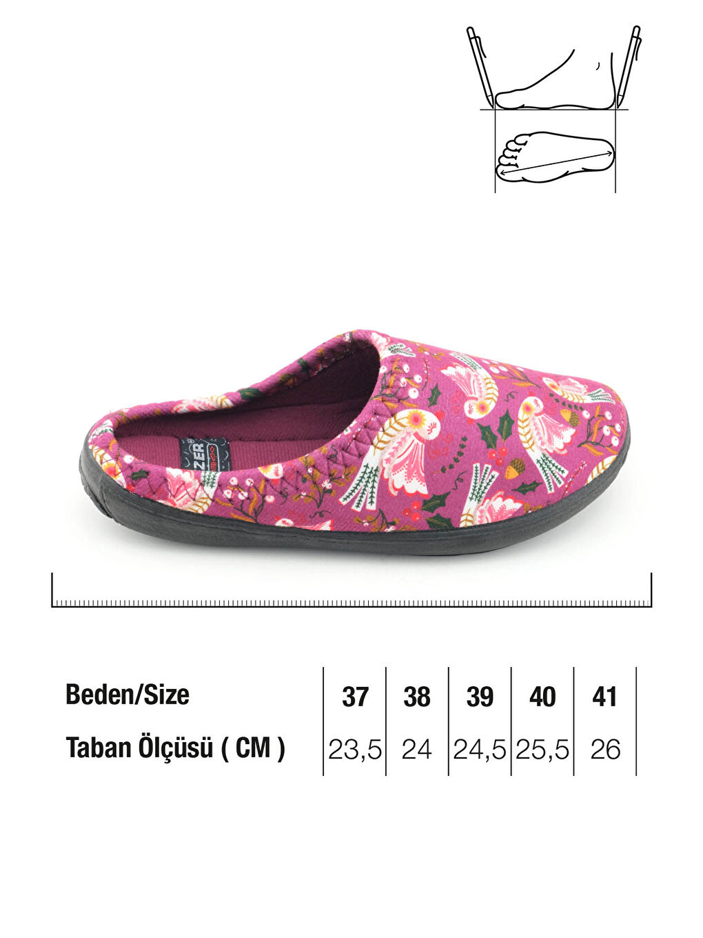 Mor Kadın Kışlık PU Rahat Taban Desenli Ev Bahçe Gondol Terlik-1