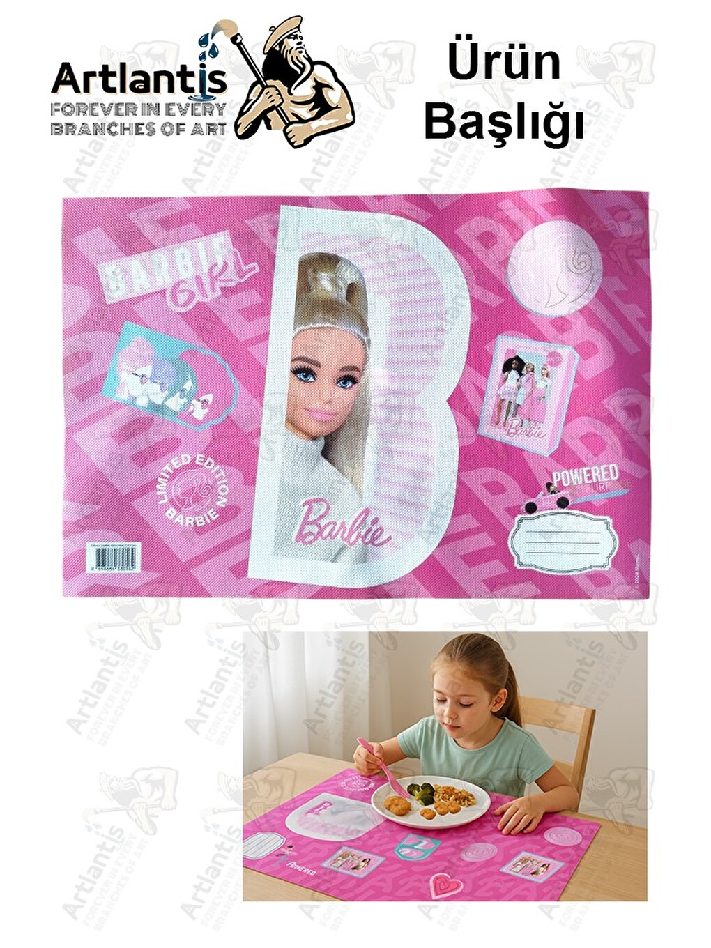 Beslenme Bezi Kız Modeli Yıkanabilir 32x47 Cm 1 Adet Beslenme Örtüsü Okul Öncesi Kreş Anasınıfı İlko