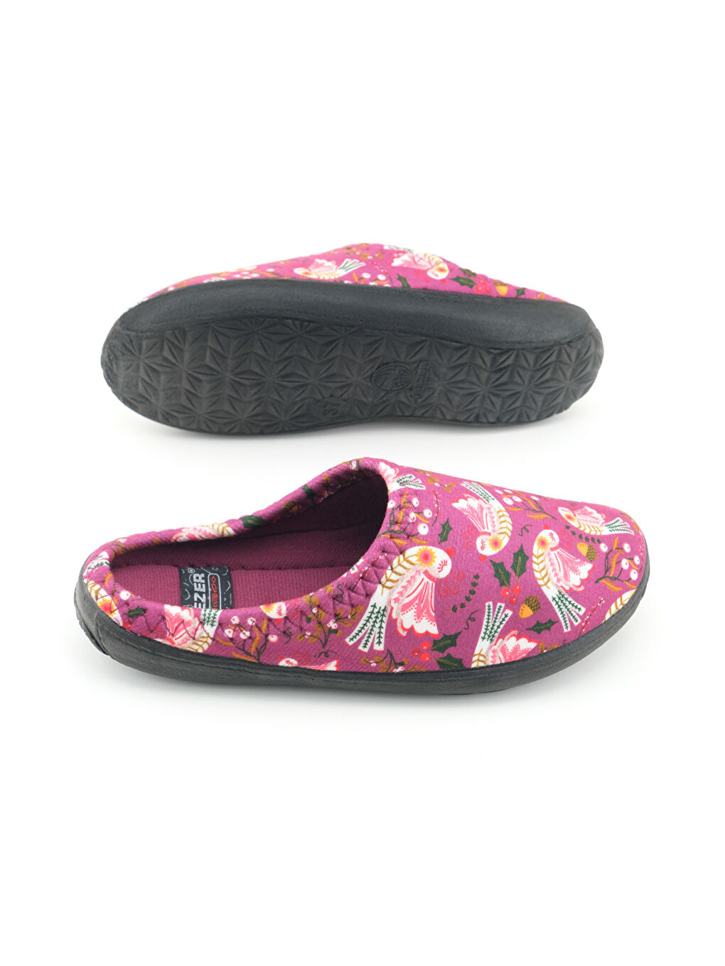 Mor Kadın Kışlık PU Rahat Taban Desenli Ev Bahçe Gondol Terlik-4