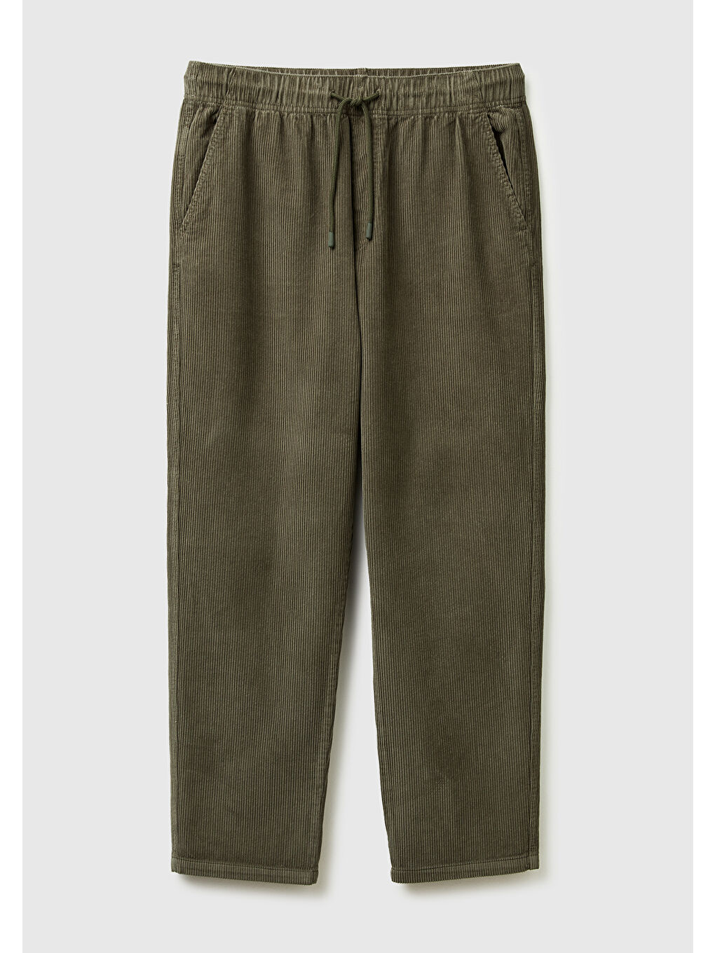 Erkek Haki %100 Pamuk Cep Detaylı Beli Lastikli Bağcıklı Pantolon-1