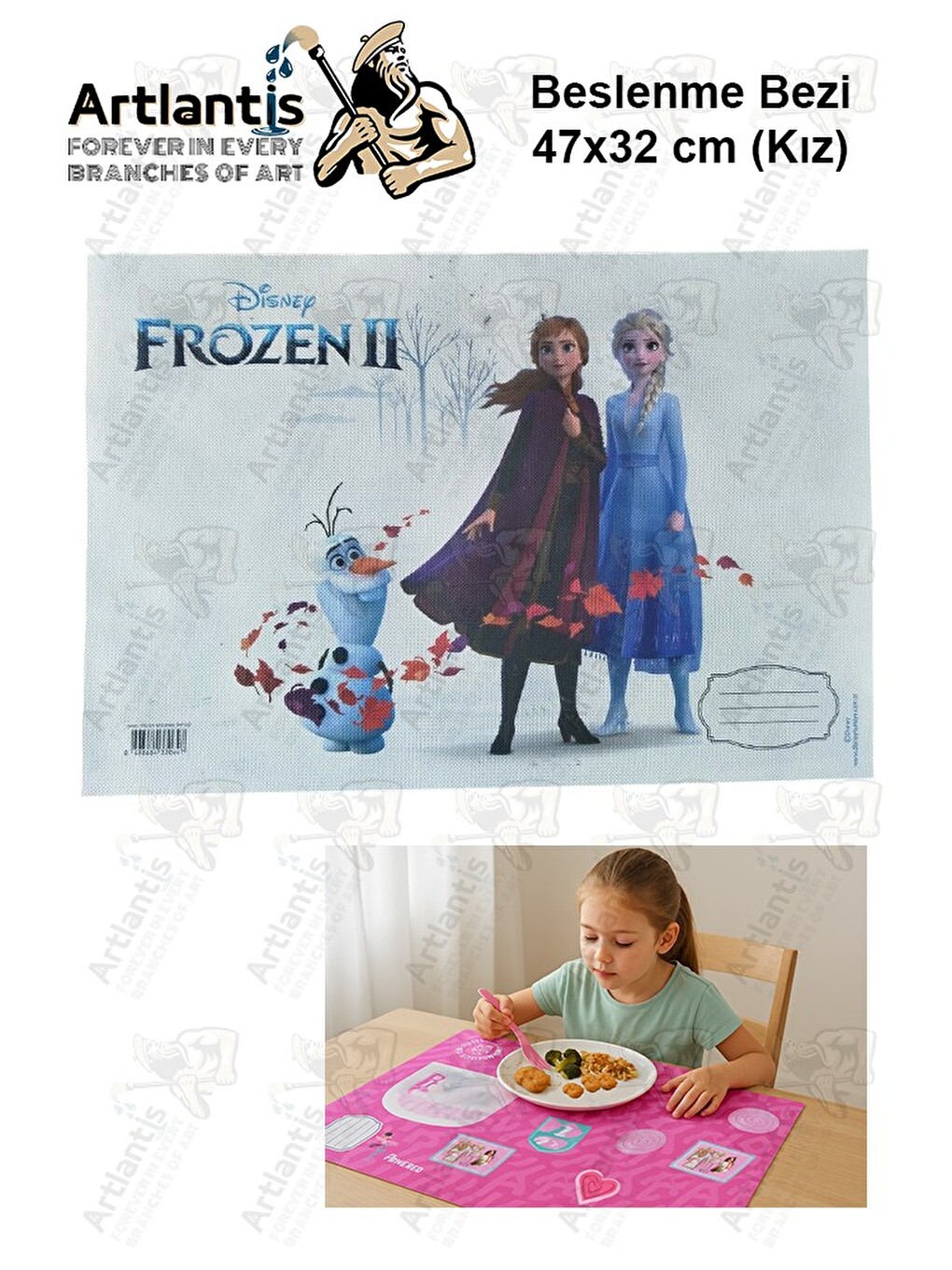 Beslenme Bezi Kız Modeli Yıkanabilir 32x47 Cm 1 Adet Beslenme Örtüsü Okul Öncesi Kreş Anasınıfı İlko