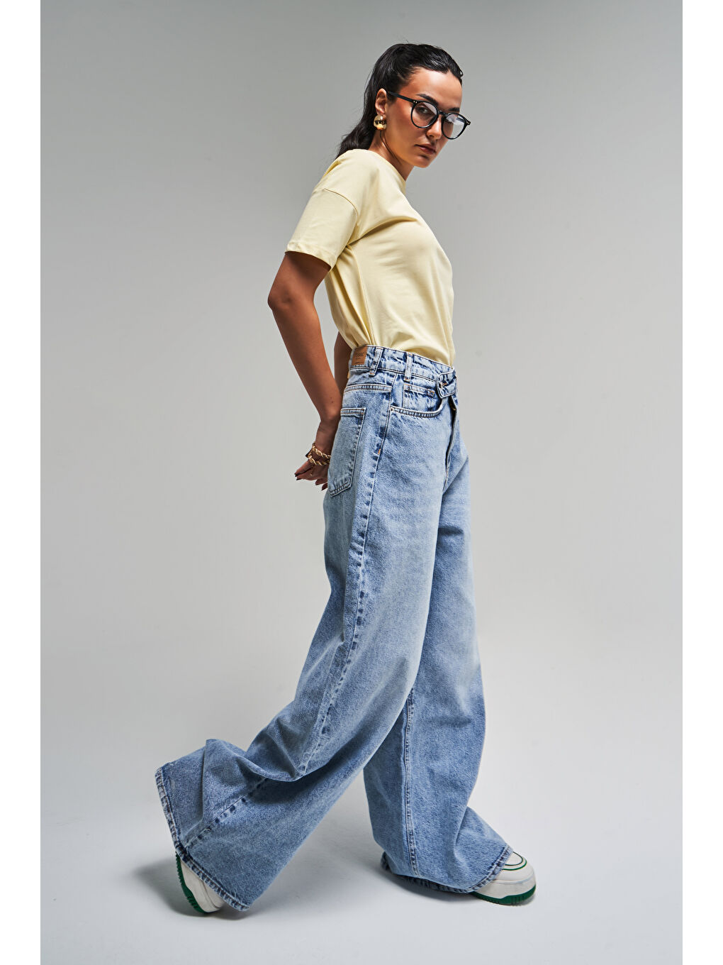 Mavi Kadın Snow Jean Rengi 4S5-32 Mega Baggy Fit Bol Kesim %100 Pamuk Denim Jean-4