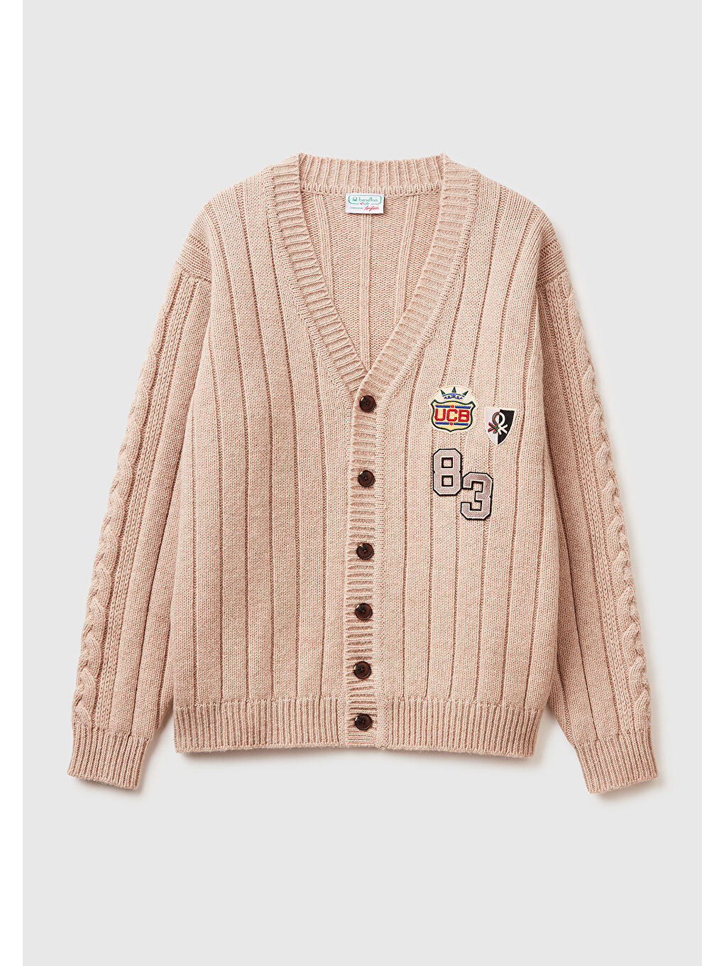 Erkek Bej Melanj  %100 Yün Stranger Things Hırka-1