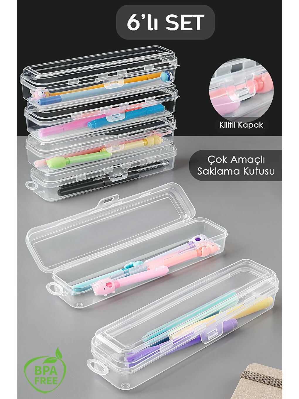 6 Adet Kalem Saklama Kutusu    Seyahat Tipi Aksesuar Organizer Düzenleyici Saklama Taşıma Kabı