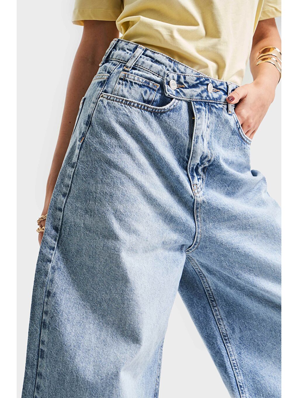 Mavi Kadın Snow Jean Rengi 4S5-32 Mega Baggy Fit Bol Kesim %100 Pamuk Denim Jean-3