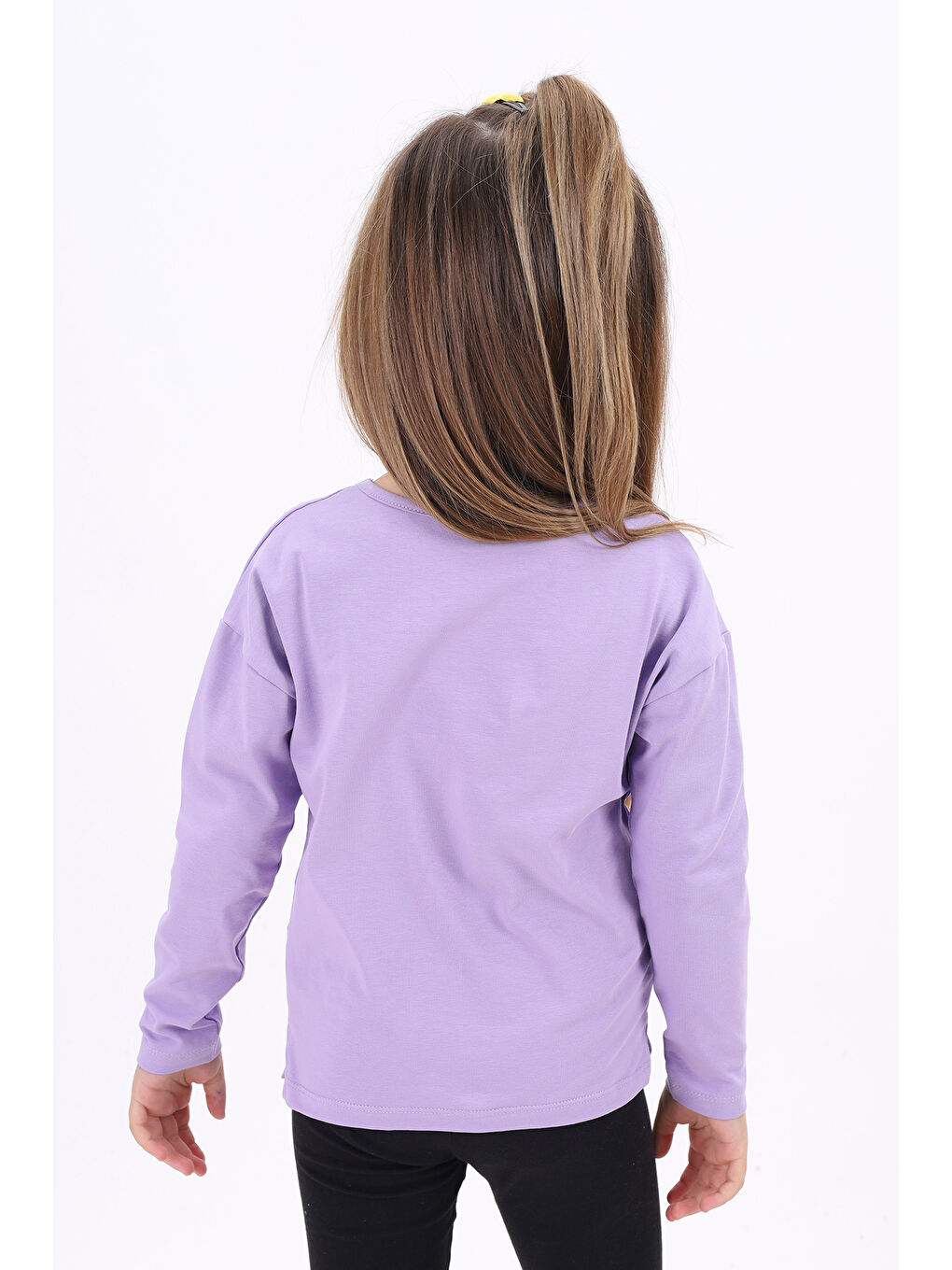 Lila Kız Çocuk Nakışlı Tişört-2