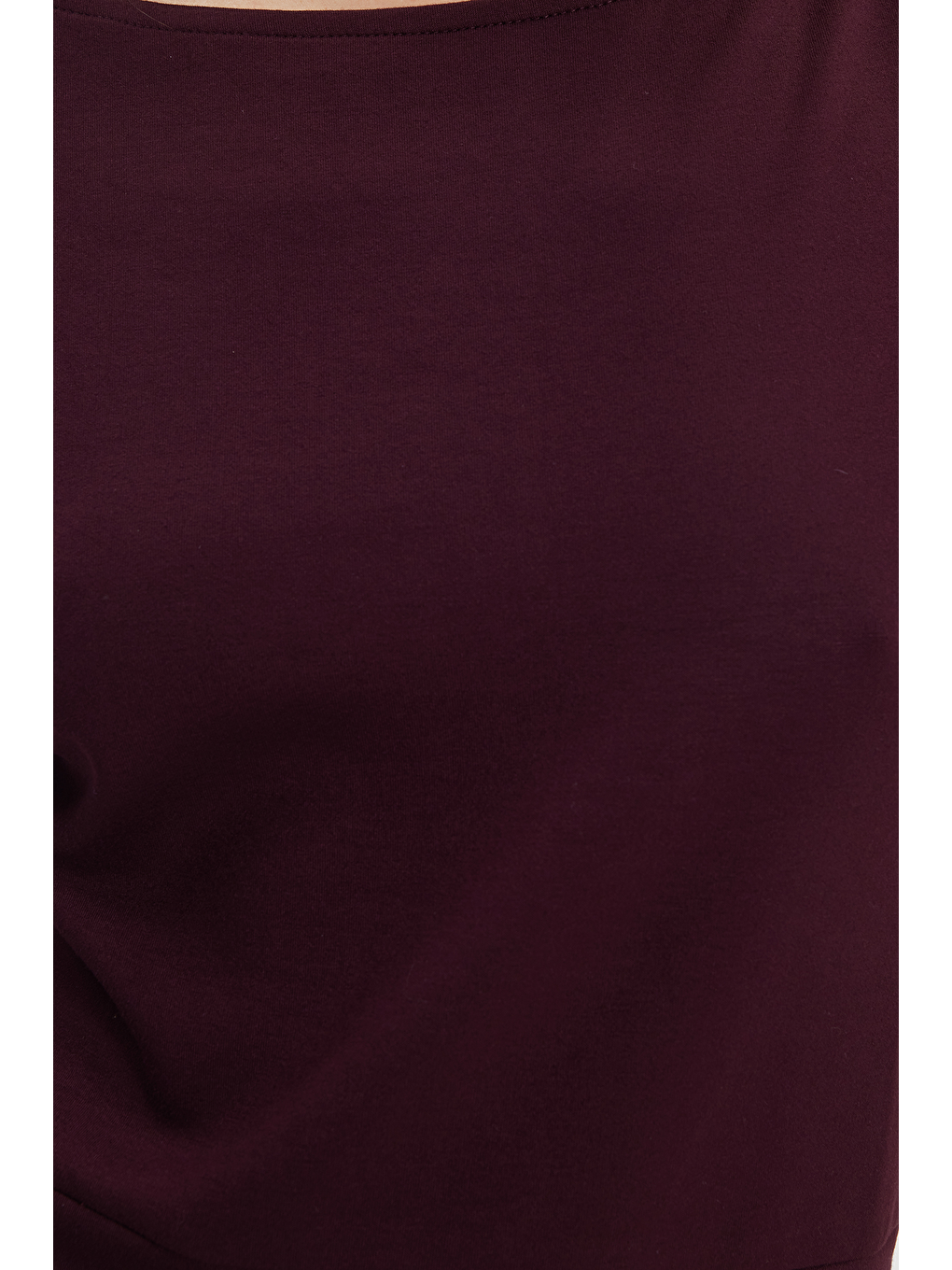 Kadın Slim Fit Dar Kesim Kısa Kollu Kayık Yaka Mürdüm Tişört-3