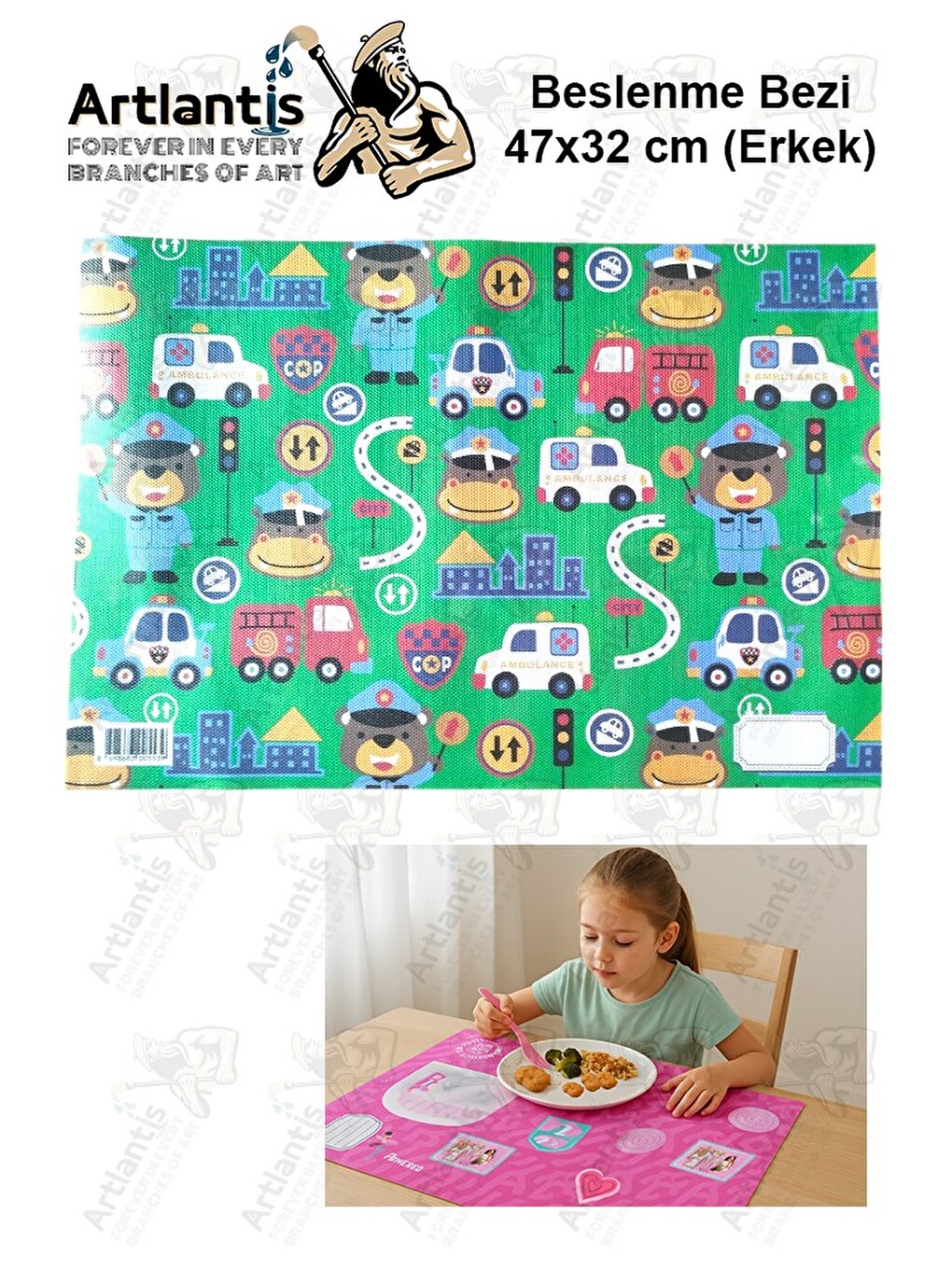 Beslenme Bezi Erkek Modeli Yıkanabilir 32x47 Cm 1 Adet Beslenme Örtüsü Okul Öncesi Kreş Anasınıfı İl