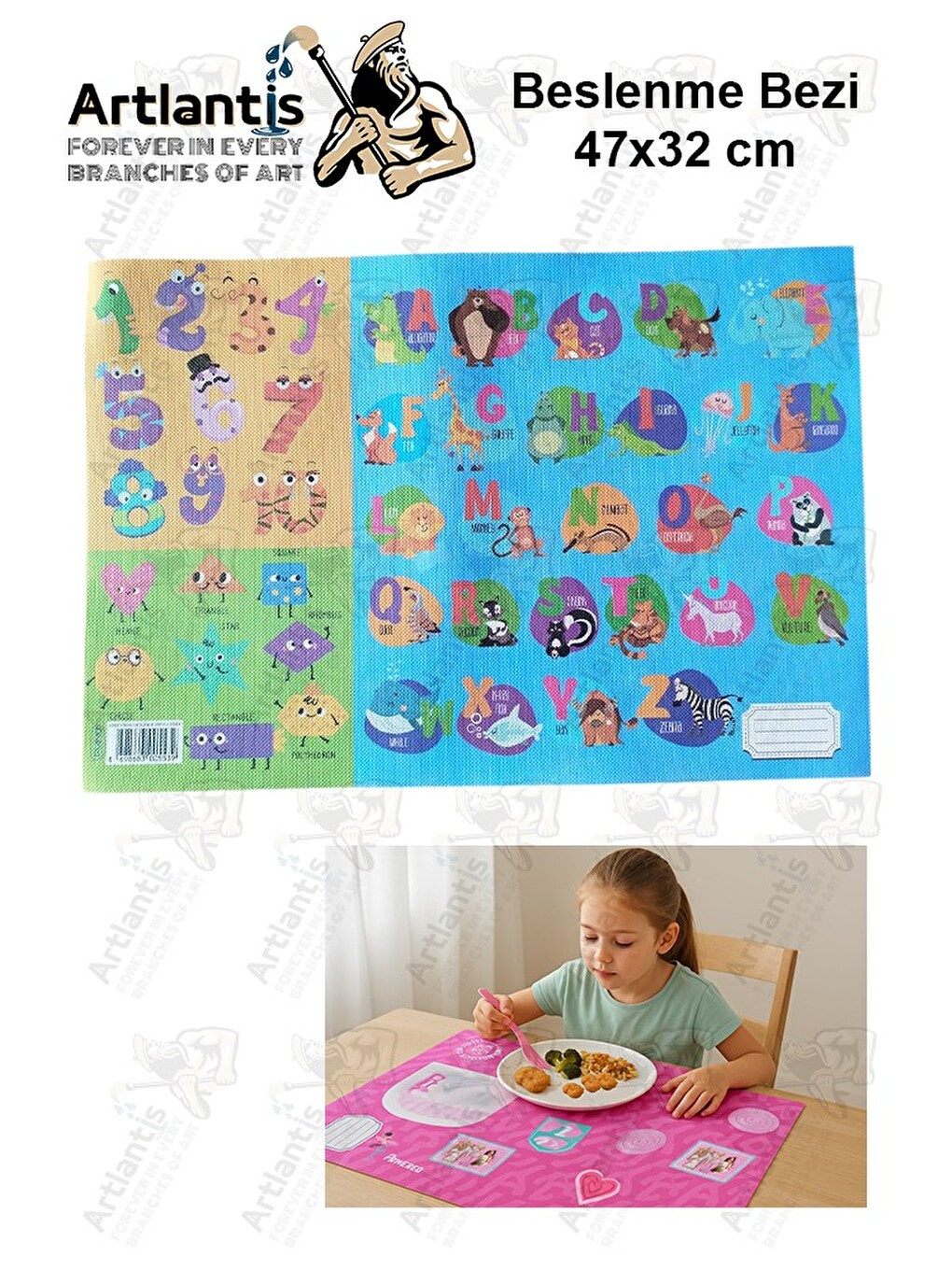 Beslenme Bezi Erkek Modeli Yıkanabilir 32x47 Cm 1 Adet Beslenme Örtüsü Okul Öncesi Kreş Anasınıfı İl